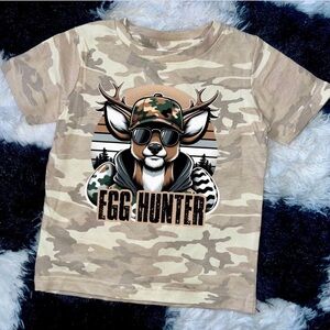 🐿️ Camouflage 'Egg Hunter' Kids T-Shirt- NEW-Boutique-Many Sizes